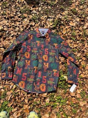 Tommy Hilfiger Multicolor Letter & Logo Print Button-Down Shirt - Black Base